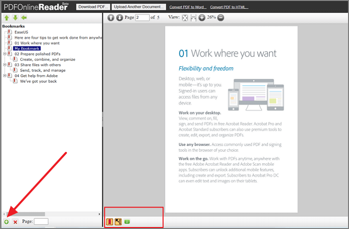 Online ohne Adobe Acrobat Lesezeichen in PDF-Dateien einfügen
