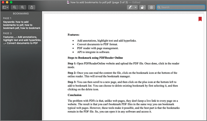 Mit Preview Lesezeichen auf Mac in PDF-Dateien einfügen