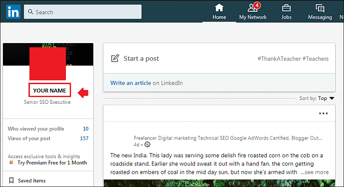 Gehen Sie zu Ihrem Profil