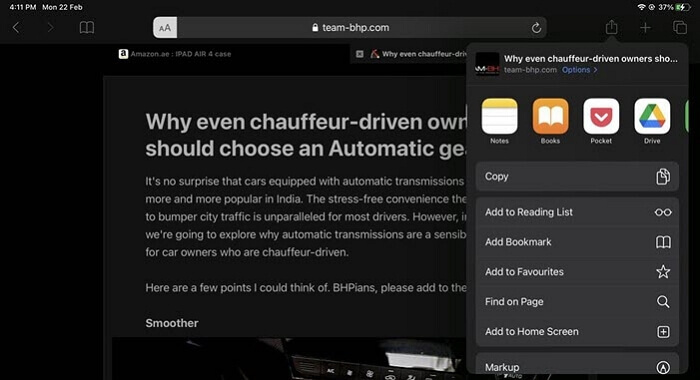 Speichern einer Webseite als PDF-Datei auf dem iPad