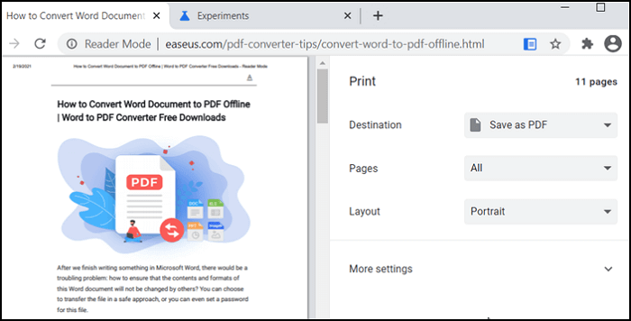 Eine Webseite als PDF auf dem PC mit Chrome