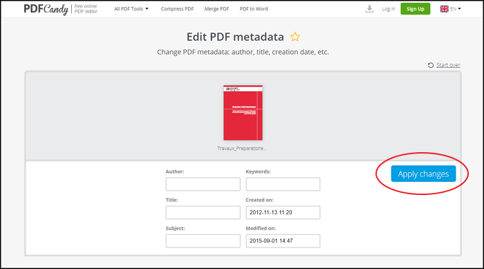 Metadaten online aus PDF bearbeiten