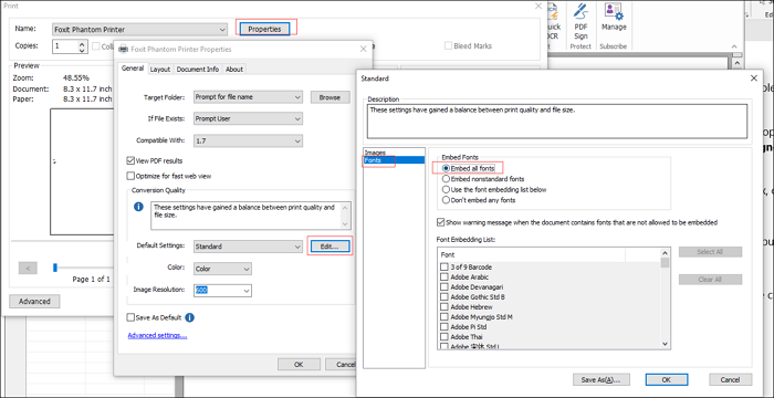 Alle Schriftarten einbetten