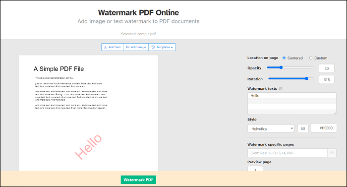 PDF online kostenlos mit Wasserzeichen versehen - Sejda
