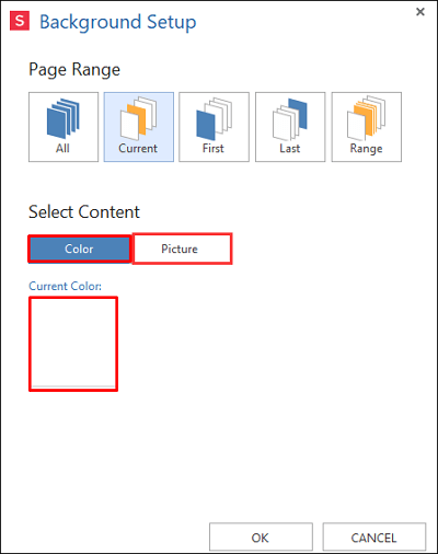 Einen Hintergrund mit Soda PDF Editor einfügen - Farbe auswählen