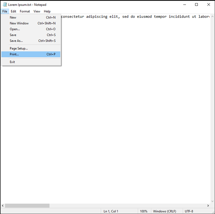 Die Druck-Option auswählen