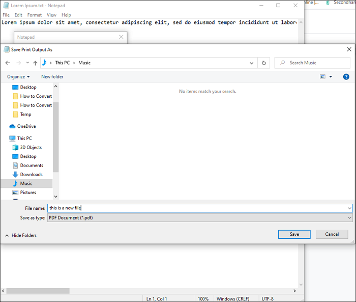 Die Text-Datei als PDF speichern