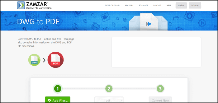 DWG-Dateien zu PDF-Dokumenten konvertieren - Zamzar
