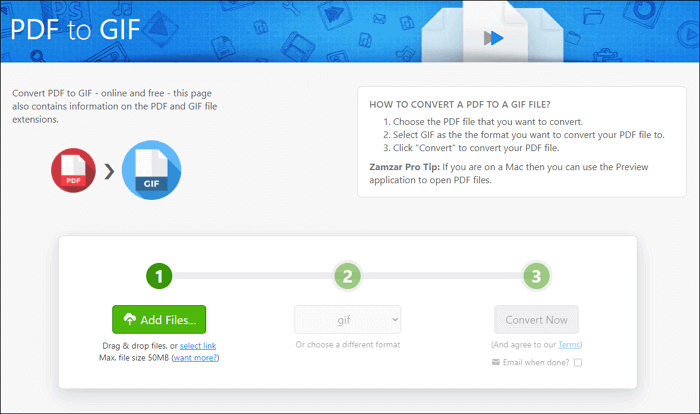 PDF in GIF online konvertieren - Zamzar