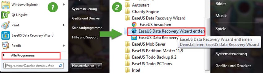 uninstall easeus software